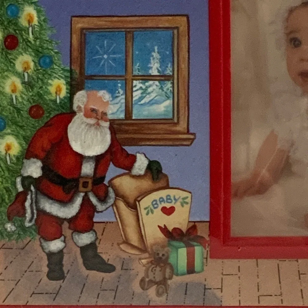 Baby’s First Christmas Photo Picture Frame Santa Christmas Tree Red Multicolor